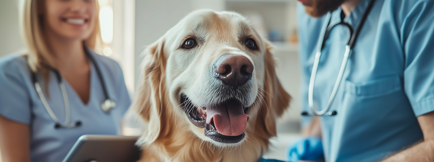 dog receiving veterinary exam