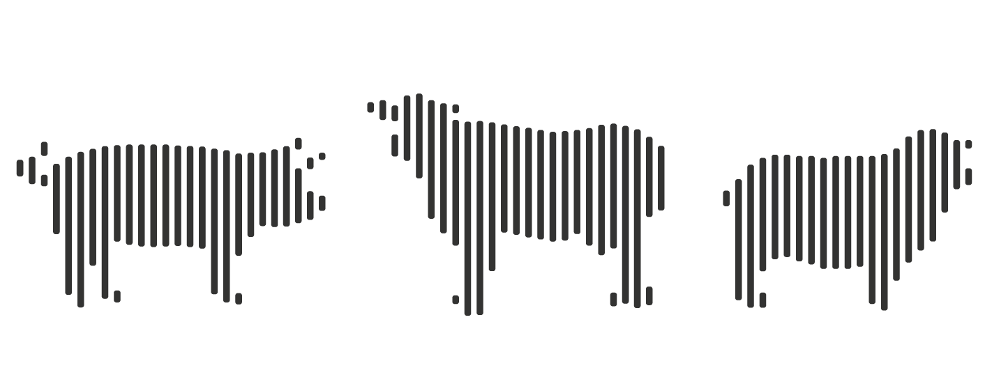 silhouettes of animals shaped as barcodes