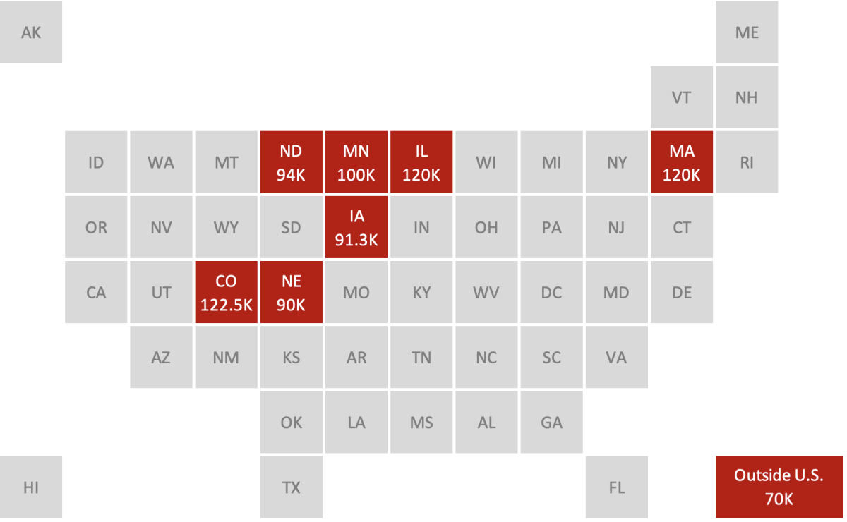 2023 Clinical Practice Salary by Location Map